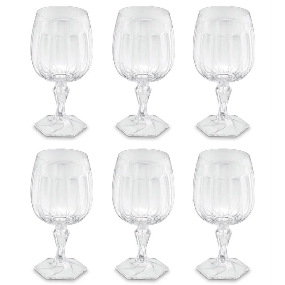 Conjunto 6 Taças de Plástico 350ml para Água Suco Drinks UZ Translúcido