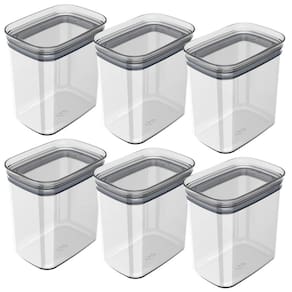 Kit 6 Potes Herméticos Retangulares Médios com Tampa 1,5L Porta Mantimentos Cozinha
