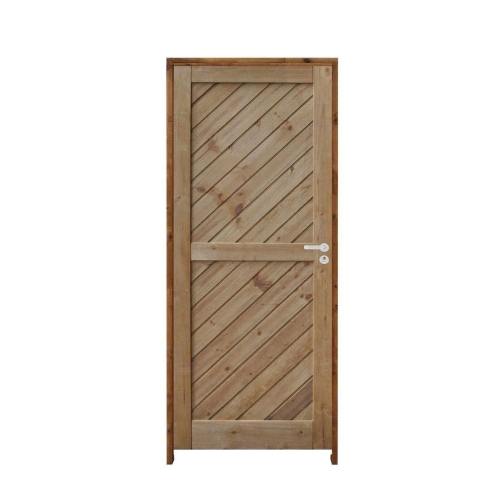 Porta Mexicana Diagonal Pinus 72 X 2.10 Batente Ecológico 11cm Fechadura Externa Lado Esquerdo - Rodam