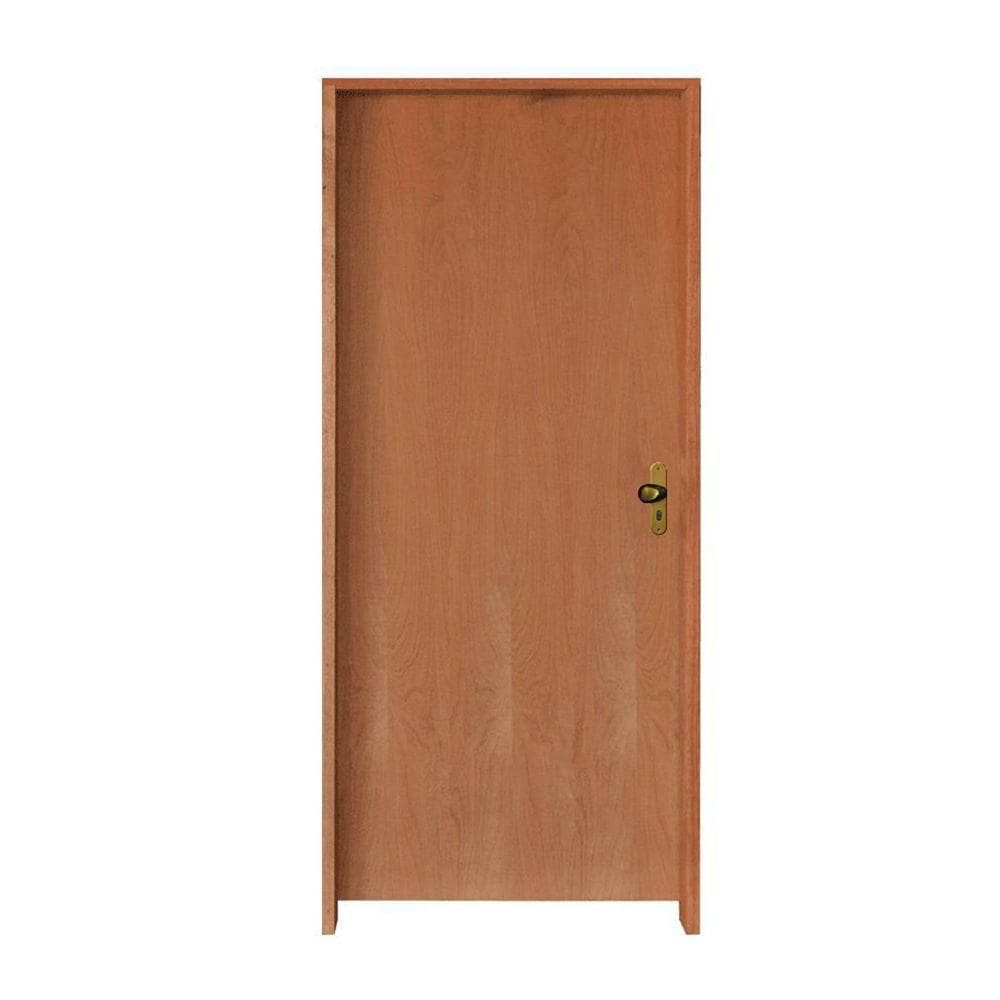 Kit Porta Lisa Padrão Imbuia 82 X 2.10 Batente Misto 11 Fechadura Externa Lado Esquerdo - Hale