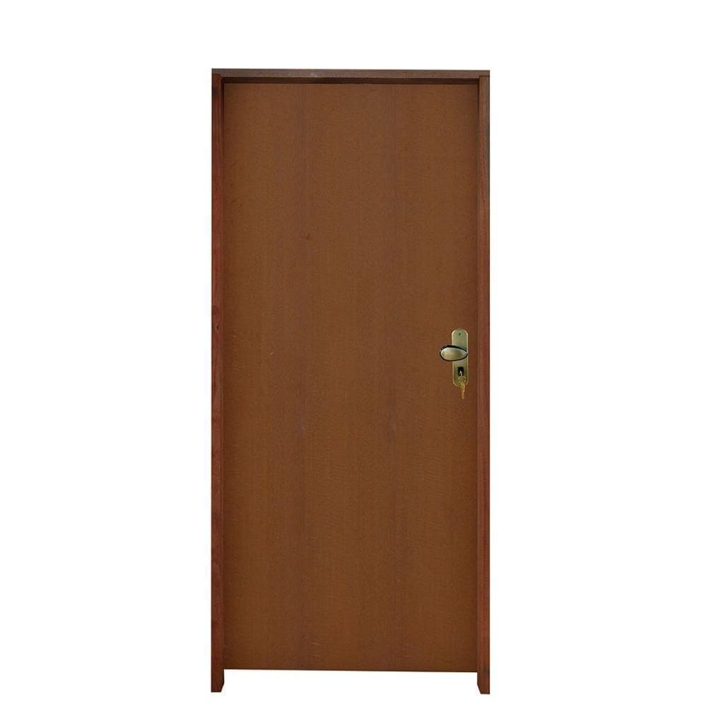 Kit Porta Lisa Padrão Imbuia 62 X 2.10 Batente Ecológico 14 Fechadura Externa Lado Esquerdo - Hale
