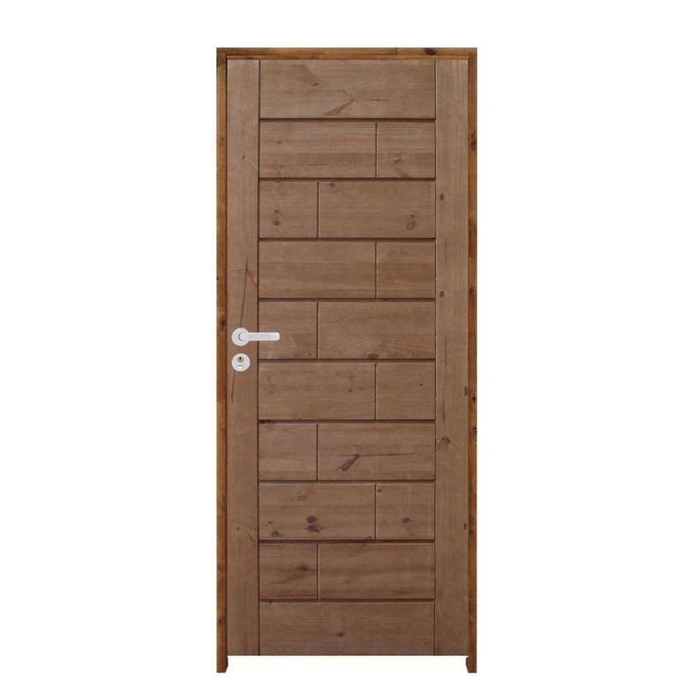Porta Roma Pinus 72 X 2.10 Batente Ecológico 11cm Fechadura Externa Lado Direito - Rodam