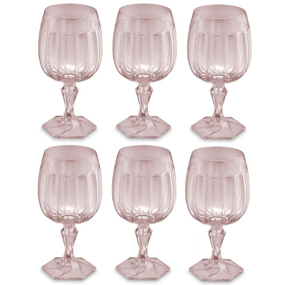 Conjunto 6 Taças de Plástico 350ml para Água Suco Drinks UZ Translúcido
