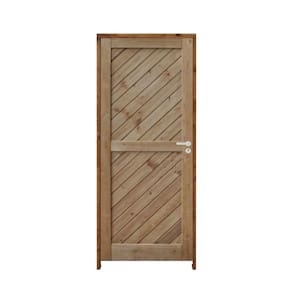 Porta Mexicana Diagonal Pinus 92 X 2.10 Batente Ecológico 11cm Fechadura Externa Lado Esquerdo - Rodam