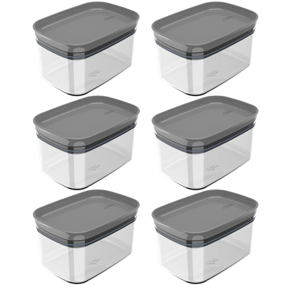 Kit 6 Potes Herméticos Retangulares Pequenos com Tampa 650ml Porta Mantimentos Cozinha