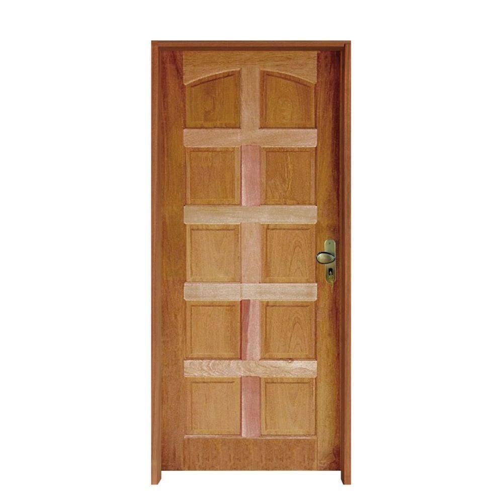 Kit Porta De Madeira Topázio 82 X 2.10 Batente 11 Cm Fechadura Externa Lado Esquerdo - Rodam