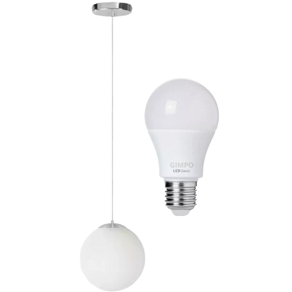 Luminária Lustre Pendente 215Cm Jabuticaba Globo Vidro 15Cm