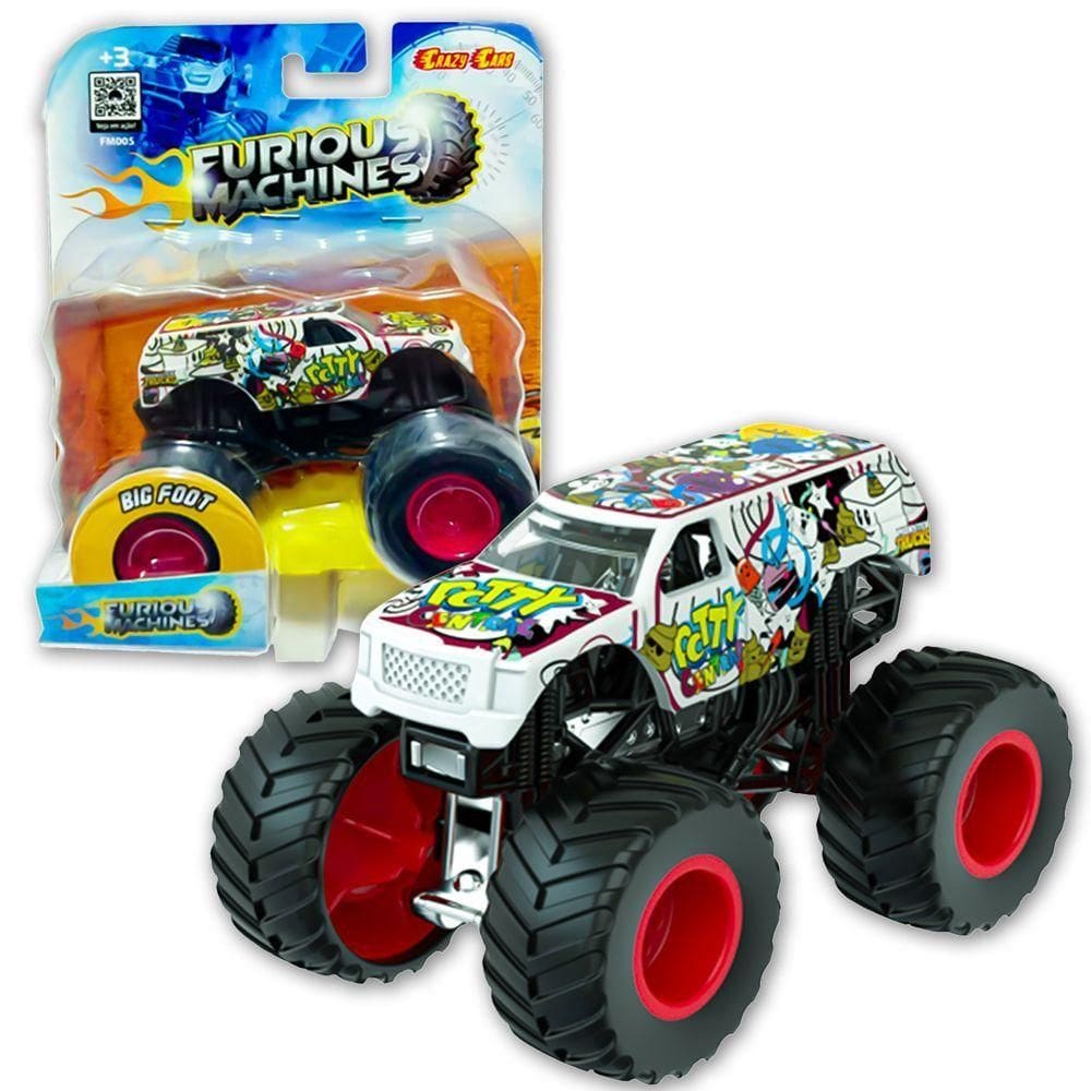 Carrinho Furious Machine Monster Truck 1:64 Big Foot Crazy Potty Central Fm005