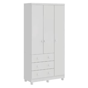 Guarda-Roupa Infantil Peroba Junior 3 Portas 3 Gaveta Branco
