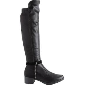 Bota Feminina Montaria Cano Longo Casual Dia a Dia Salto Baixo com Strass Mississipi Me122