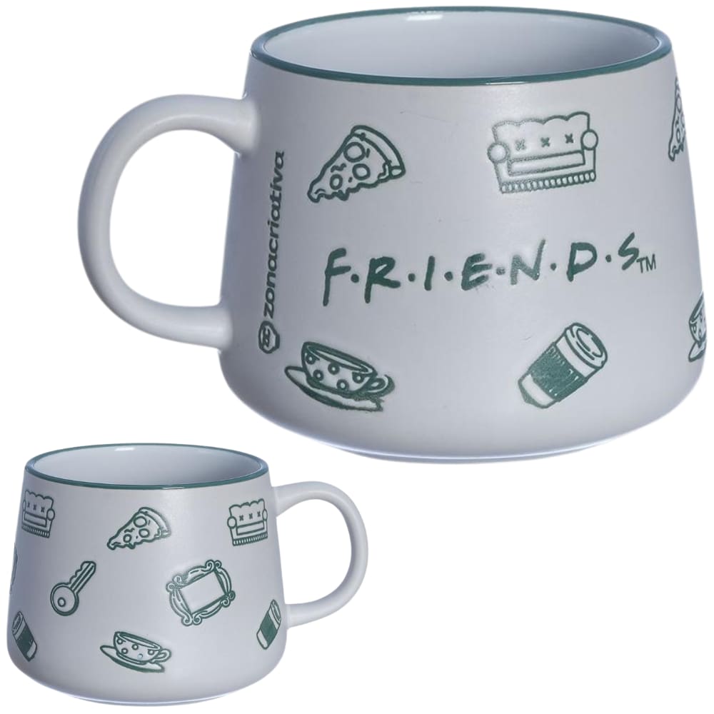 Caneca Friends Ícones Cerâmica Fosca Com Estampa Baixo Relevo 500ML Oficial W.B.
