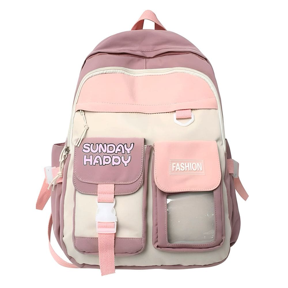 Mochila Juvenil Feminina Casual Cute Duo Passeio Roxo com Rosa