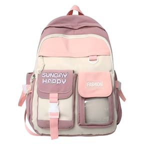 Mochila Juvenil Feminina Casual Cute Duo Passeio Roxo com Rosa