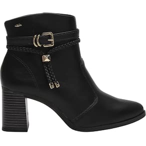 Bota Feminina Casual Dia a Dia Passeio Bico Fino Detalhes Metalizados Salto Médio Cano Baixo Dakota Da781