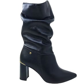 Bota Feminina Cano Médio Casual Dia a Dia Trabalho Passeio Salto Alto Bico Fino Tanara T8372