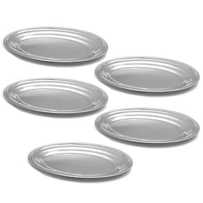 5 Travessas de Inox Pequenas 21cm Oval Rasas Restaurante Sal