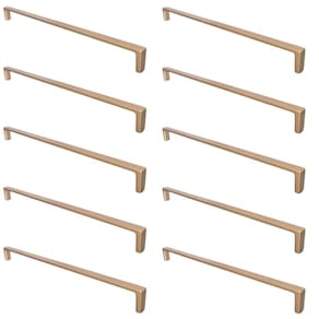 Kit 10 Puxadores Dourados para Móveis Furação 256mm Gavetas Armários Bancada Oreiras Torralba