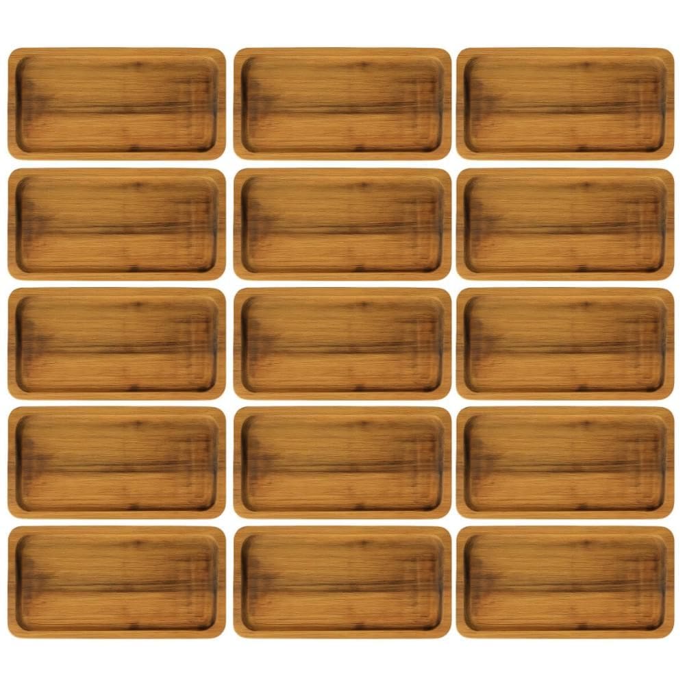 Kit 15 Bandejas Madeira Teca 20x10cm Tábuas Petisqueira Frio