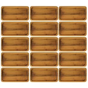 Kit 15 Bandejas Madeira Teca 20x10cm Tábuas Petisqueira Frio