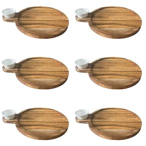 Kit 6 Petisqueira Teca 23cm Servir com Cabo e Ramekin 30ml T