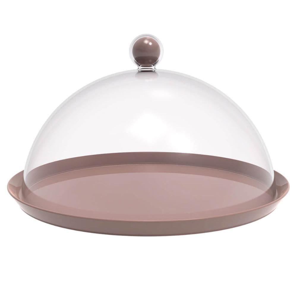 Porta Bolo Torta 25cm Bubble com Cúpula Amêndoa Crippa Bolei