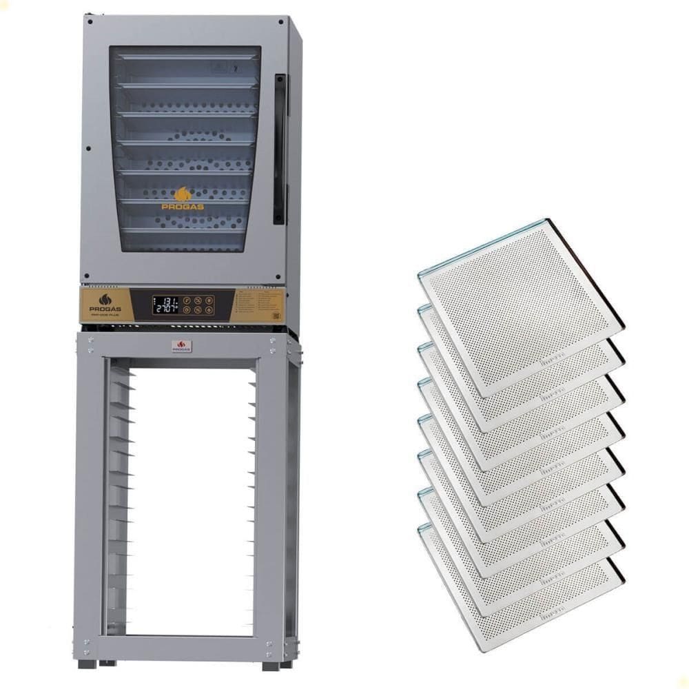Kit Forno Turbo Elétrico Progás Plus C/Vapor 220v Com Mesa MES-008 Prp E 8 Bandejas Imeca