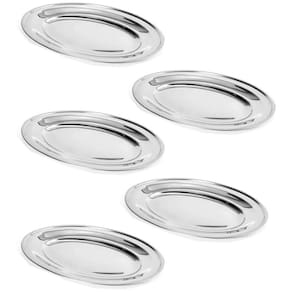 Kit 5 Baixelas de Inox 25cm Rasa para Servir Bar Restaurante