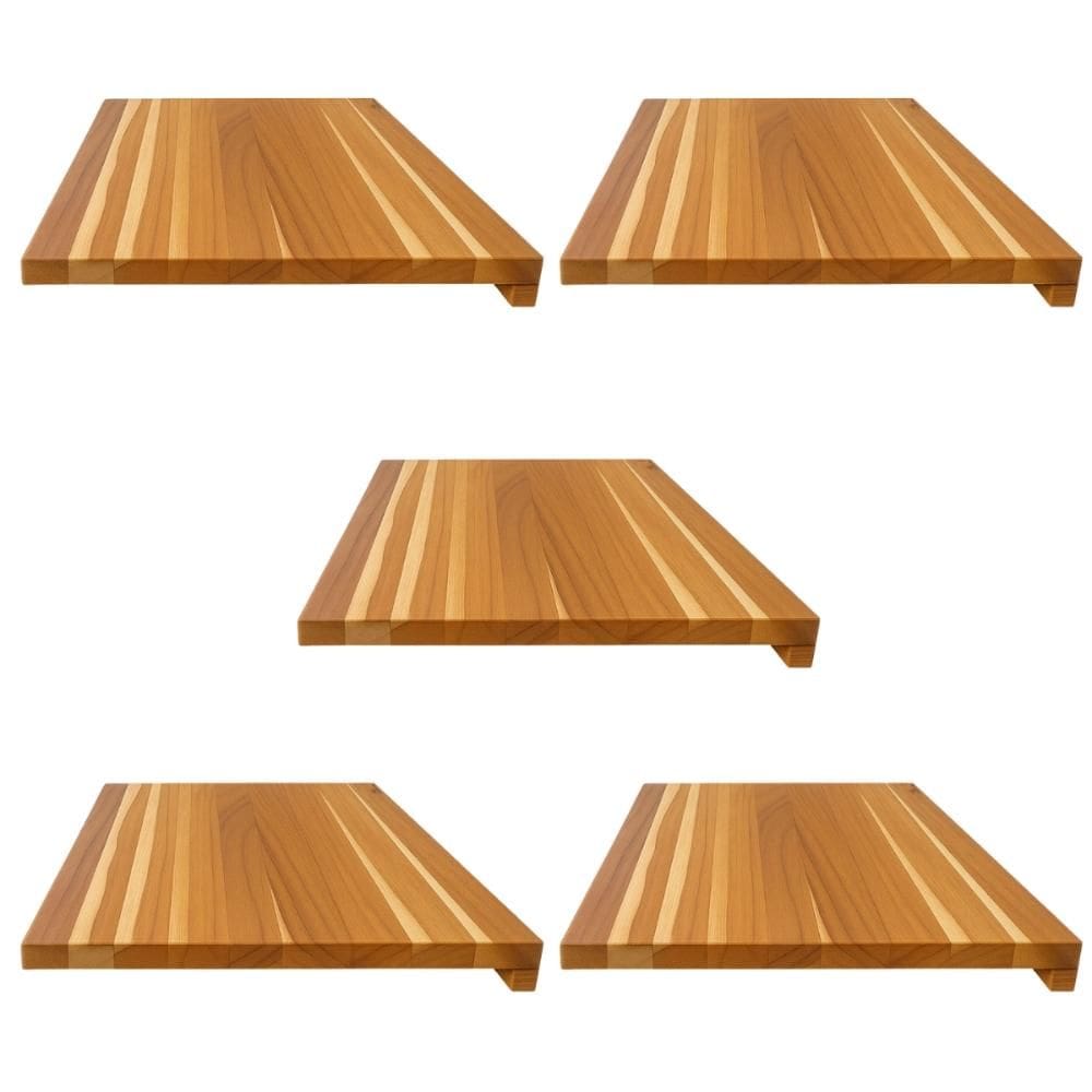 Kit 5 Tábuas Teca 48x35cm Estação Corte Encaixe Bancada Cozinha Zanline