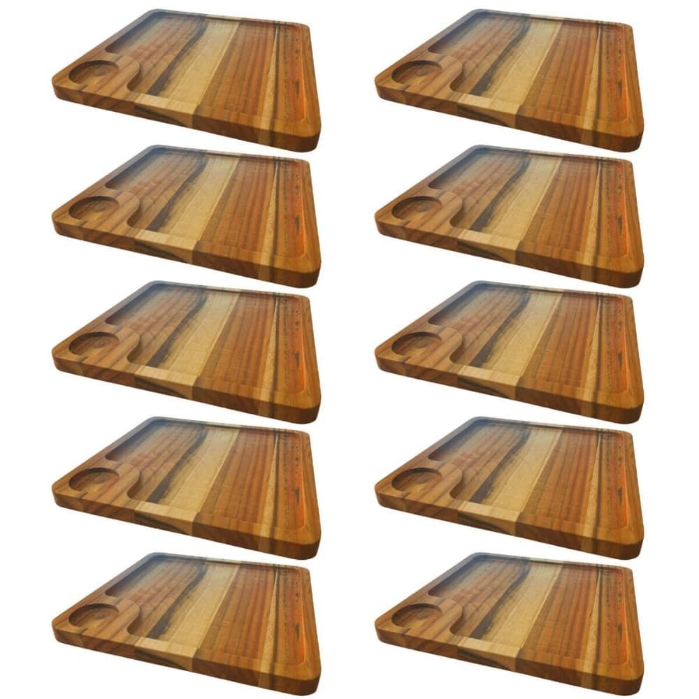 Kit 10 Petisqueiras Teca 23cm Molheira Quadradas Restaurante Bar Porções Petiscos Zanline