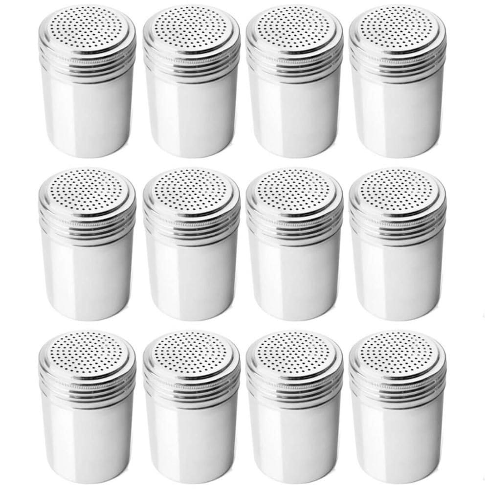 12 Saleiros de Inox Restaurante Lanchonete 230ml Mesa Dosador Plasvale Porta Temperos