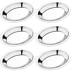 6 Travessas de Inox Ovais para Servir Porções Saladas 20cm B