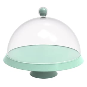 Porta Bolo 25cm Verde Menta com Cúpula e Pé Bubble Crippa T