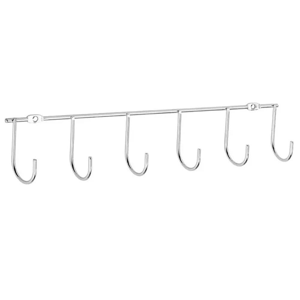 Suporte Porta-Xicaras Lateral Cromado Masutti Copat Com 6 Ganchos Para Fixação em Móvel ou Parede