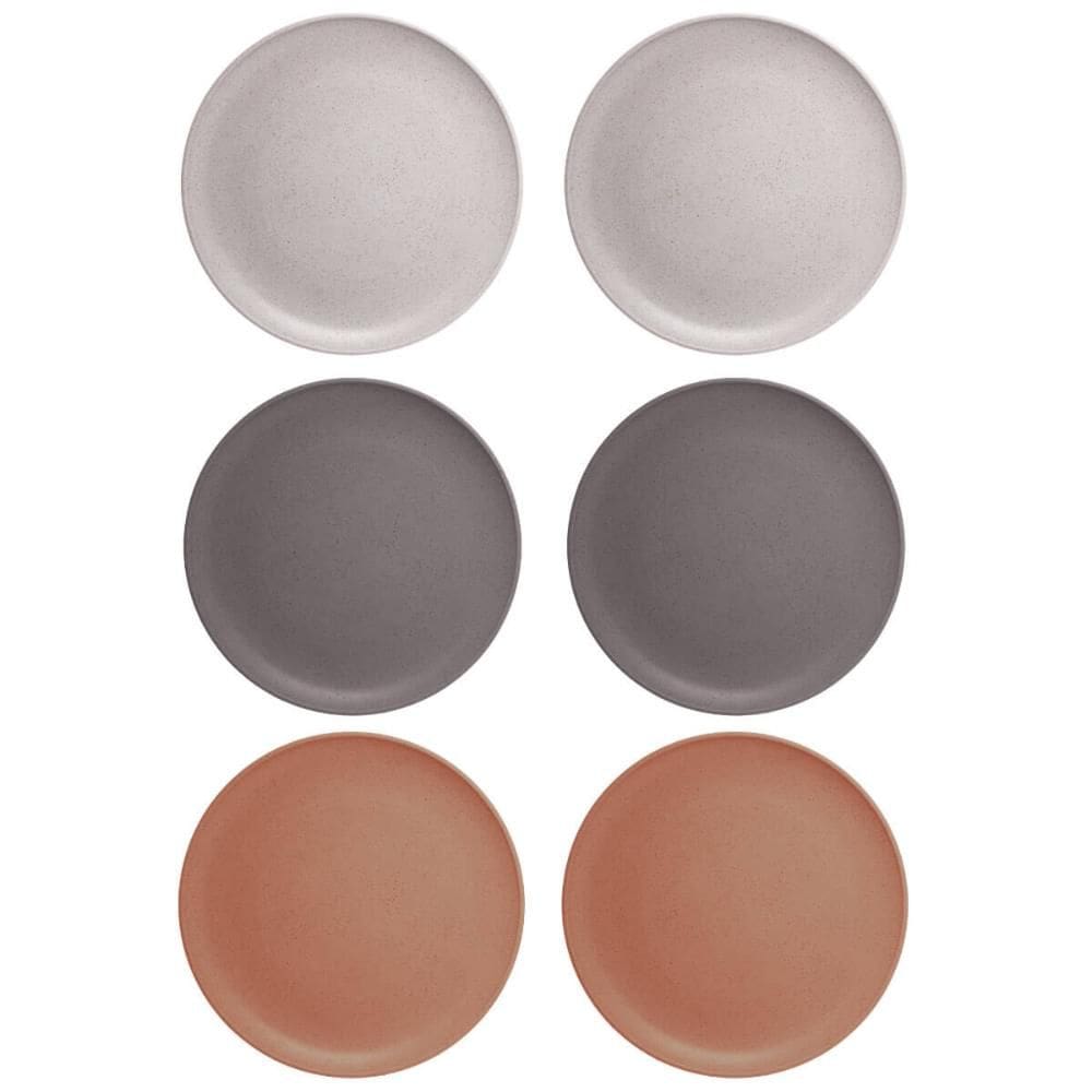 6 Pratos Rasos para Servir 27cm Fibra Pinho PP Salgados Doce