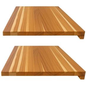 Kit 2 Tábuas de Corte 48x35cm Prancha Teca com Encaixe L Bancada Cozinha Zanline