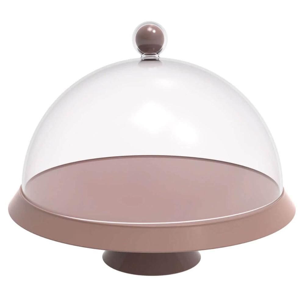 Porta Bolo 30cm com Cúpula e Pé Bubble Crippa Amêndoa Tortas