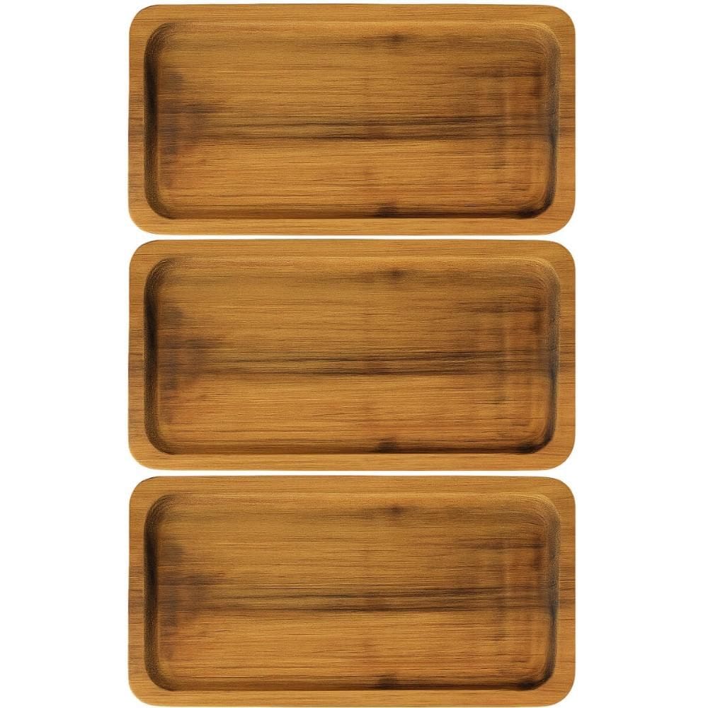 Kit 3 Bandejas Teca 20x10cm Tábua Servir Café Clínica Aperit
