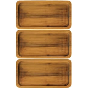 Kit 3 Bandejas Teca 20x10cm Tábua Servir Café Clínica Aperit