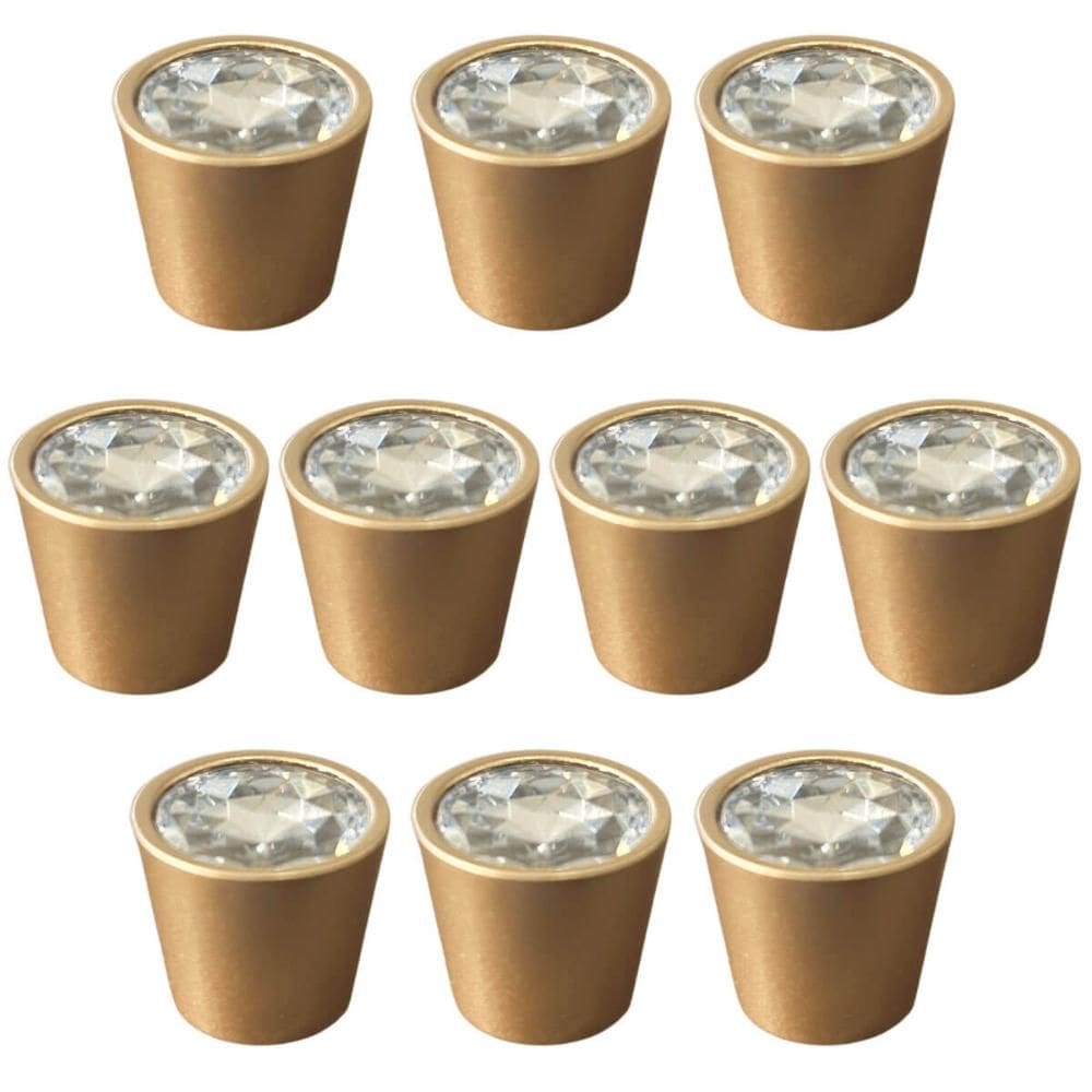 Kit 10 Puxadores Ponto Dourado para Móveis Armários Gavetas