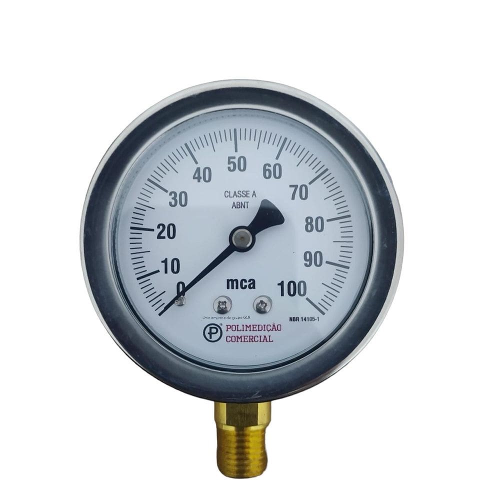 Manômetro 0-100 Mca Visor 63 Mm Rosca 1/4 Npt Com Glicerina