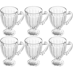 Conjunto 6 Xícaras de Café 200ml com Pé e Alça Imperial Lyor Servir Chocolate Quente