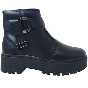 Bota Feminina Coturno Casual Dia a Dia Tratorado Bico Redondo Salto Baixo Moleca 5351.103