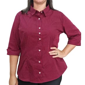 Camisa Xadrez 782 Feminina Manga 3/4 Algodão 100%