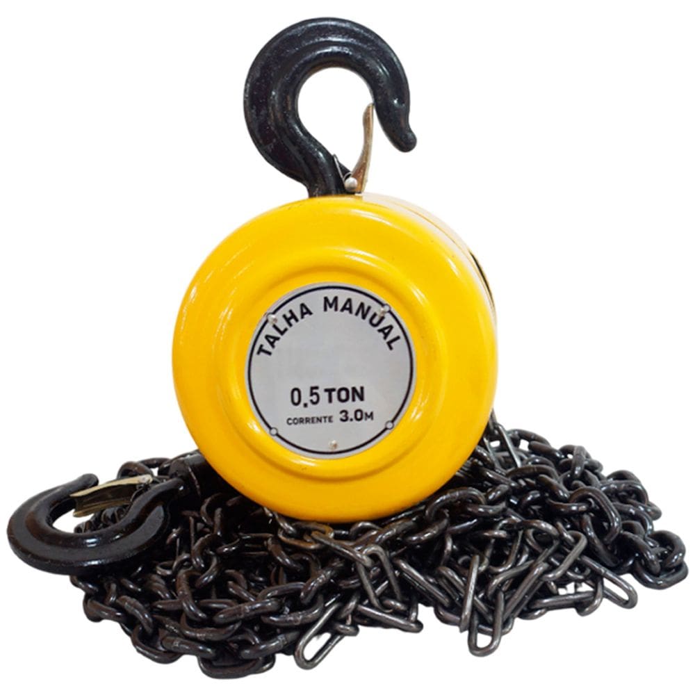 Talha Manual 0.5 Tonelada 500 kg com Corrente 3 Metros Elevação
