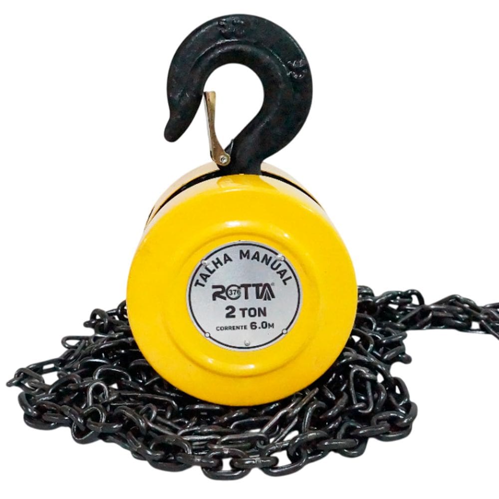 Talha Manual 2 Toneladas 2000 kg com Corrente 6 Metros Elevação Rotta 376 10617