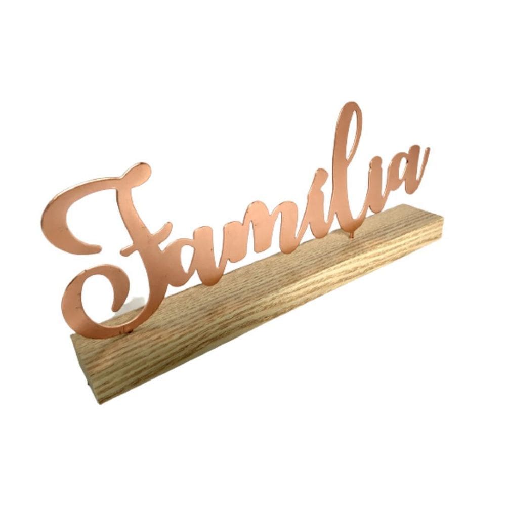 Enfeite Decorativo Família Madeira/Metal Rosé 26,5X10X4Cm