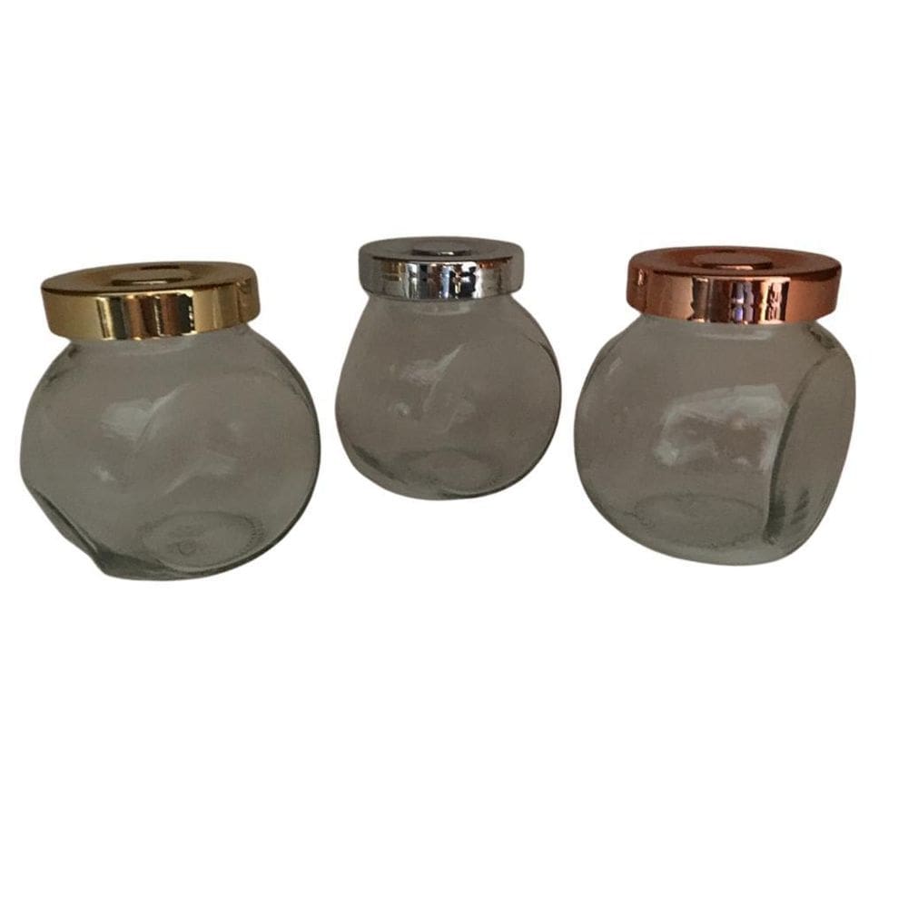 Kit 3 Porta Temperos Vidro Oval 190Ml Gold/Prata/Rosé