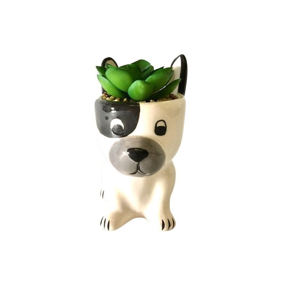 Enfeite Decorativo Vaso Cerâmica Dog Planta Interponte