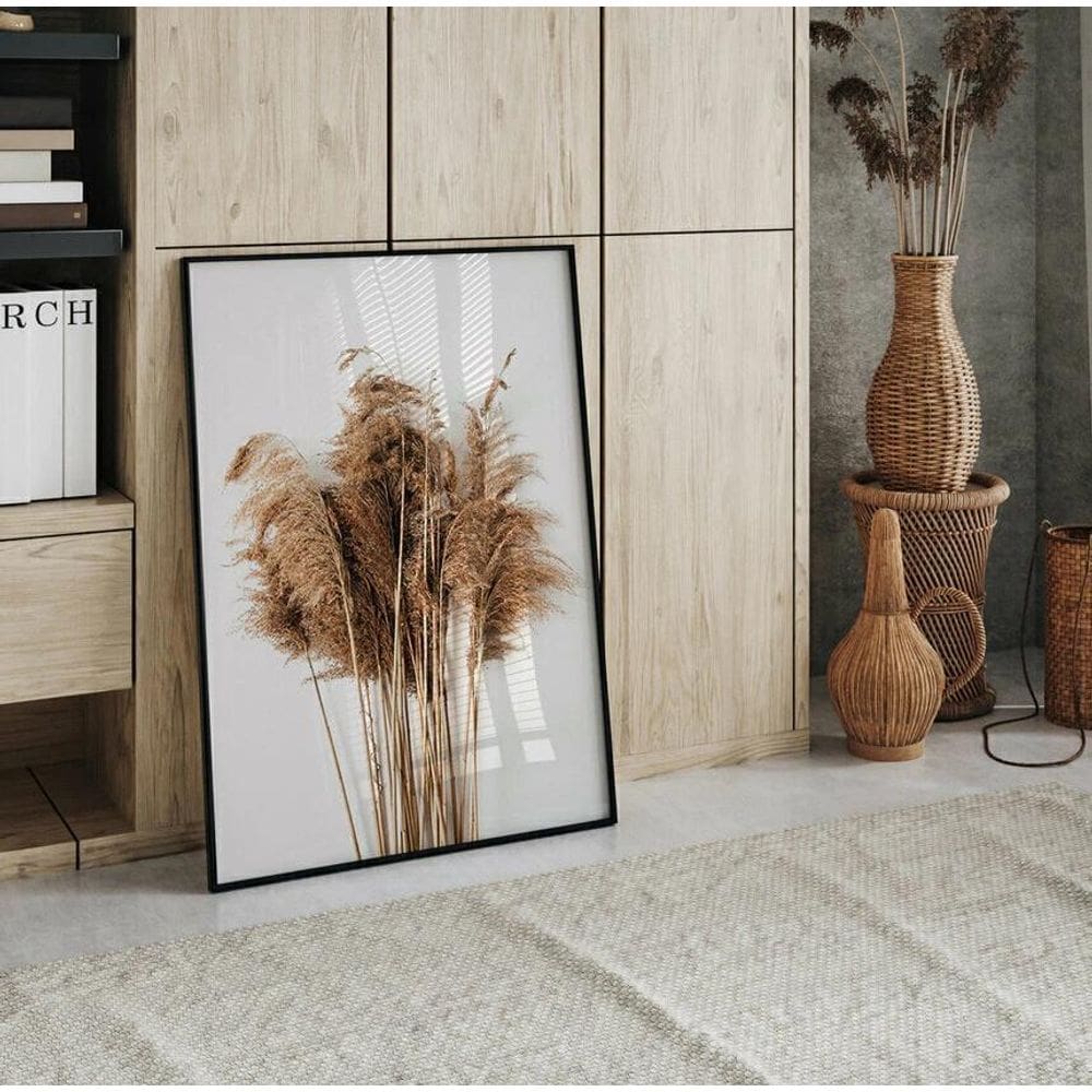 Quadro Decorativo Capim Dos Pampas - Plumas 45X34Cm - Vidro