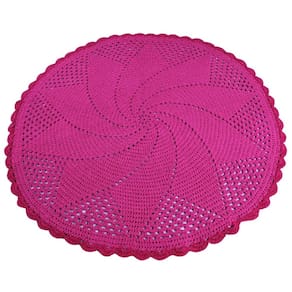 Tapete Quarto Pétalas 89Cm Barbante Barbantextil Vermelho